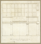 108673 Opstand van een te bouwen tribune in de kapel van het paleiscomplex van koning Lodewijk Napoleon aan de ...